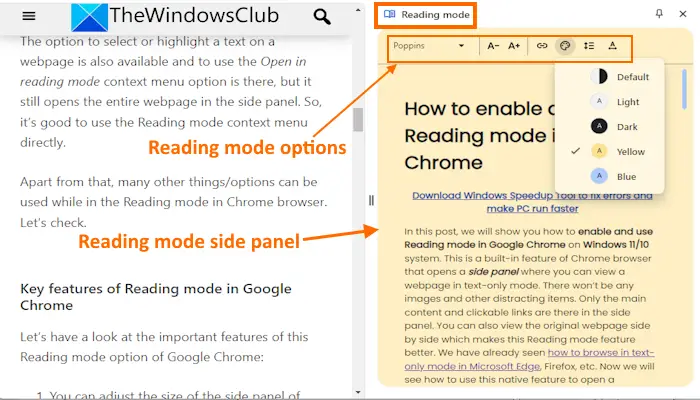 enable Reading Mode in Chrome on Windows