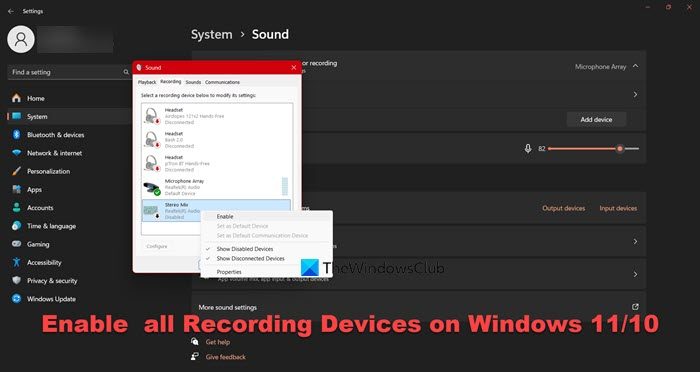 enable all Recording Devices