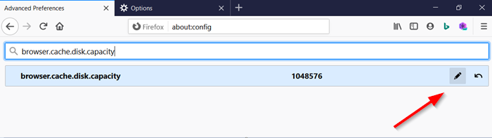 Change Firefox Cache size in Windows 10