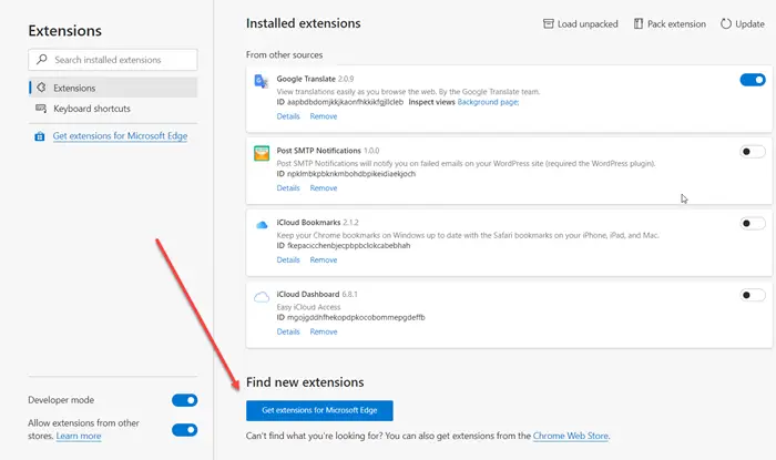 How to install, add, remove, disable Extensions in Microsoft Edge browser