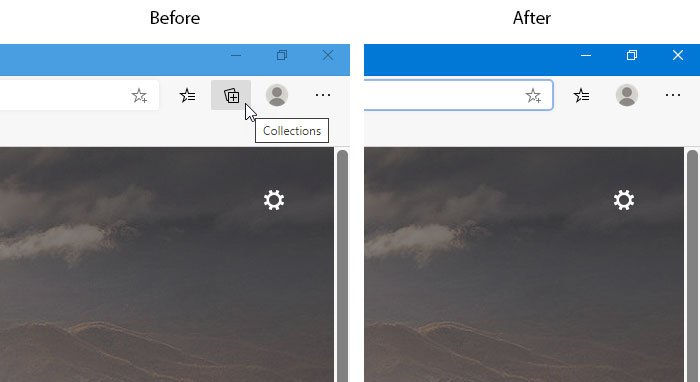 Show or hide Collections button in Edge browser