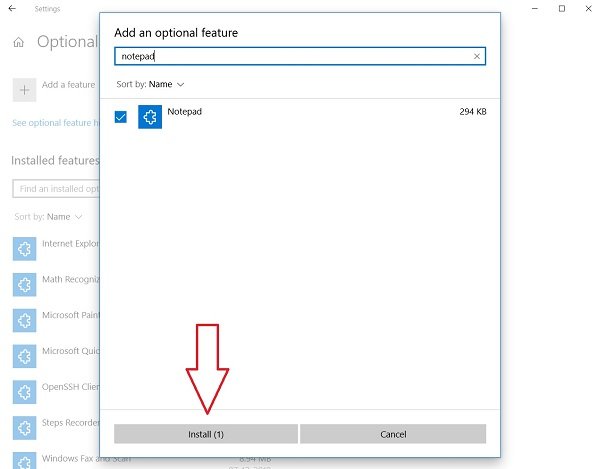 Uninstall or Reinstall Notepad in Windows 10