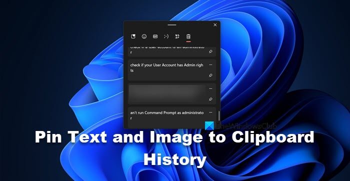 pin Text and Image to Clipboard History