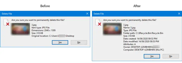 How to show full file details in delete confirmation dialog