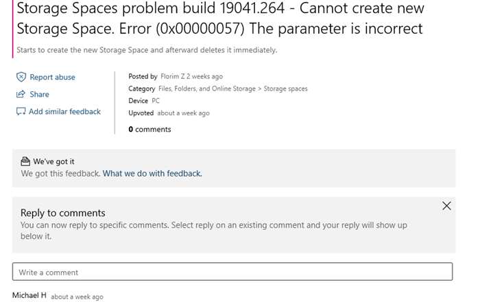 Error (0x00000057) parameter incorrect