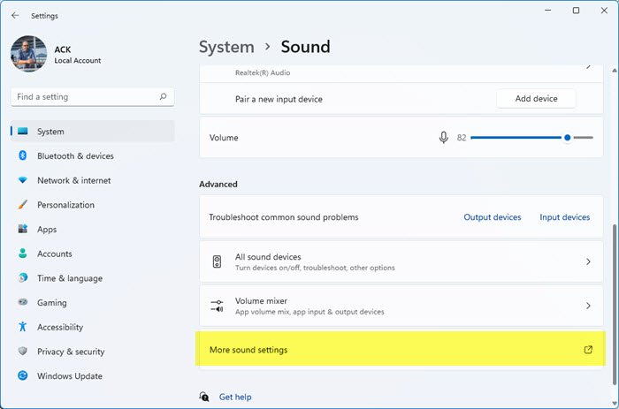 windows 11 sound settings