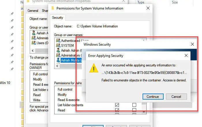 Access Denied for System Volume Information