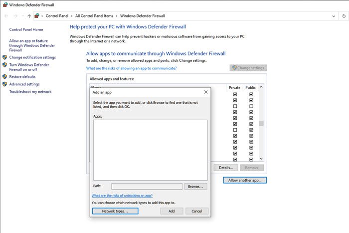 Add Program to Firewall Windows 10