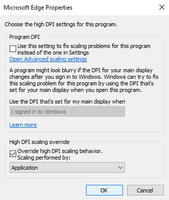 Fix Blurry File Open dialog box in Google Chrome and Microsoft Edge - 77