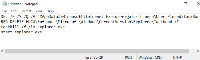 Can't unpin or remove program from Windows 10 Taskbar.