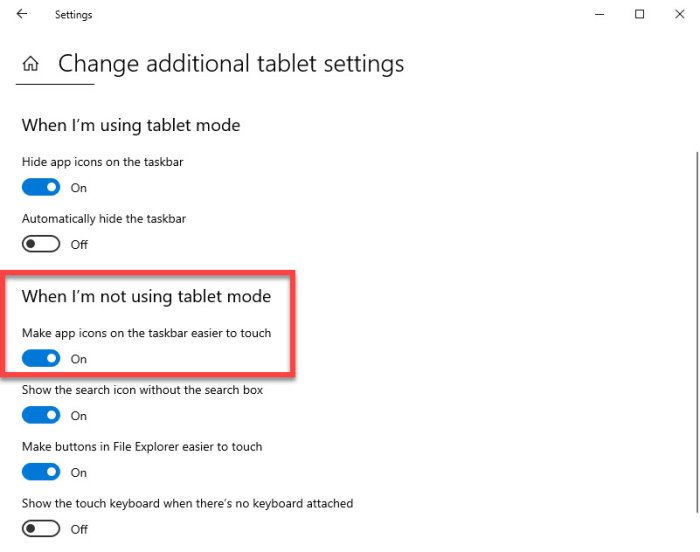 Taskbar icon spacing is too wide in Surface Pro device