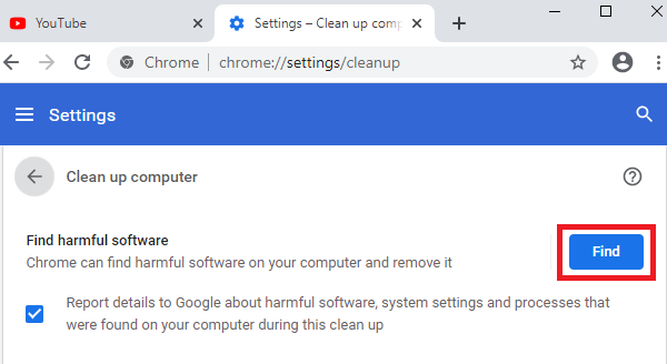 Clean up computer on Google Chrome