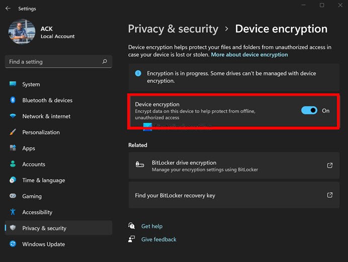 Device Encryption Windows 11