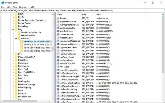 Dfrag Stats Key Windows 10