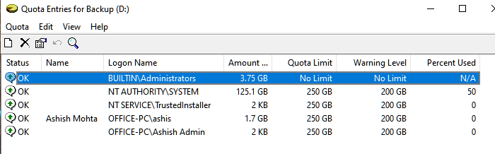 enable Disk Quota Windows