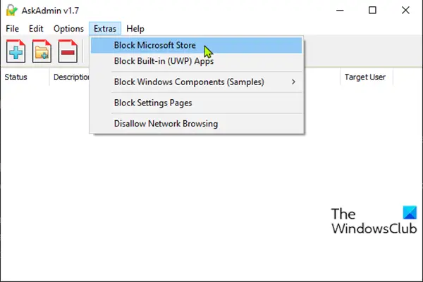 Disable Microsoft Windows Store using AskAdmin app