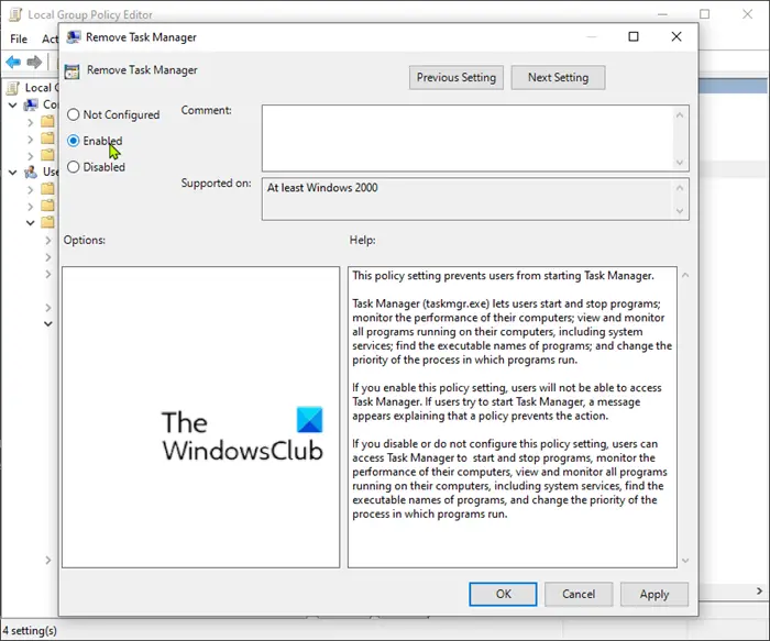 How to enable or disable the Task Manager in Windows 11 10 - 2