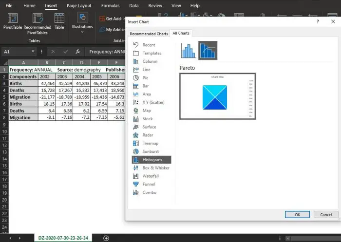 Microsoft Excel Histogram