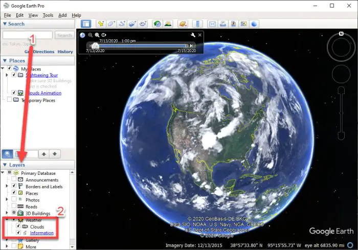 Live Weather Forecast on Google Earth