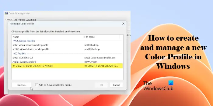 How to create and manage a new Color Profile in Windows
