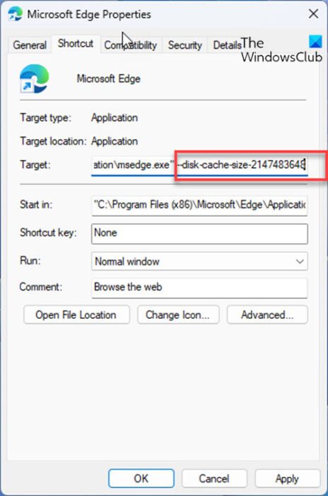 Increase or Decrease Browser Cache Size in Edge