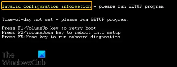 Invalid Configuration Information-Windows 10 boot error