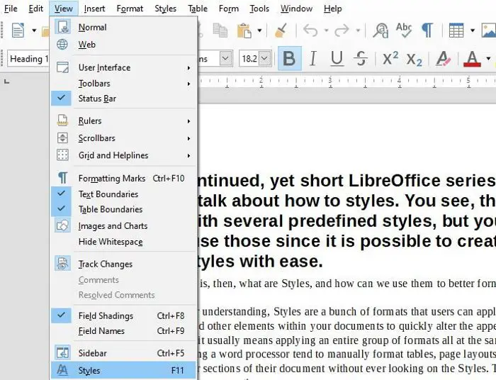 Styles in LibreOffice