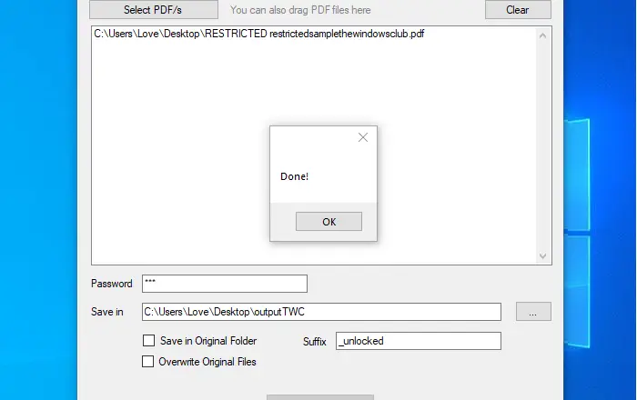 Remove PDF Restrictions free