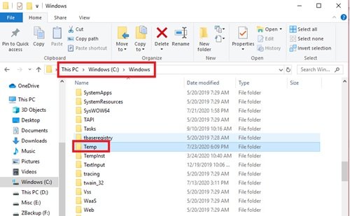 temporary files on Windows 10