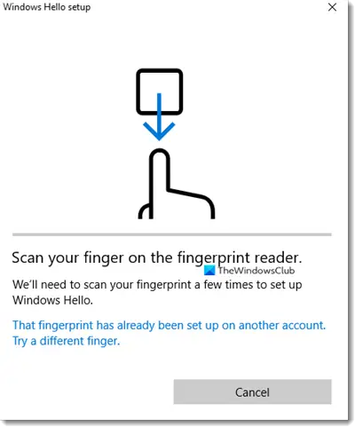 That fingerprint has already been set up on another account