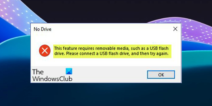 This feature requires removable media
