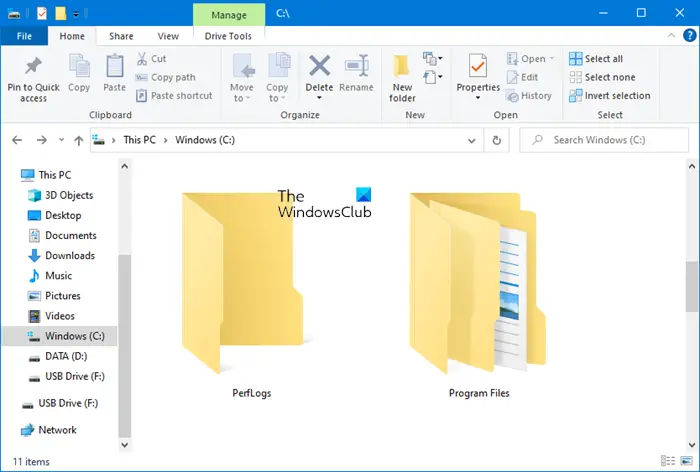 PerfLogs folder in Windows 10