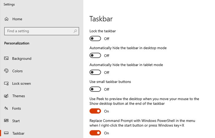 Taskbar Settings Windows 10 Search bar missing