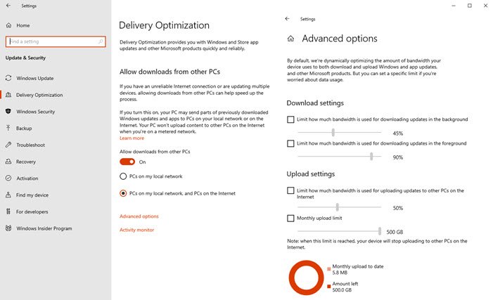 Windows 10 Update Delievry Optimization