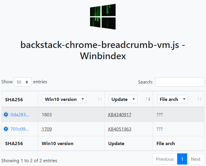Windows files from Microsoft with Winbindex