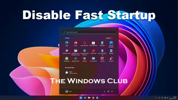 disable Fast Startup in Windows