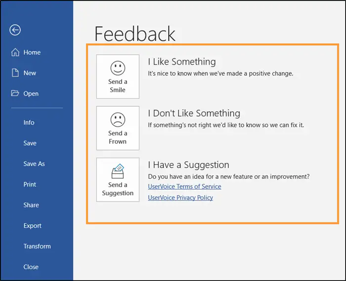 How to give feedback to Microsoft for Office programs