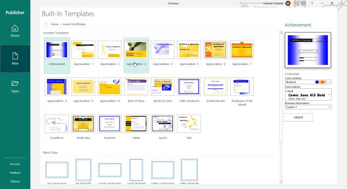 How to create a Certificate using Microsoft Publisher