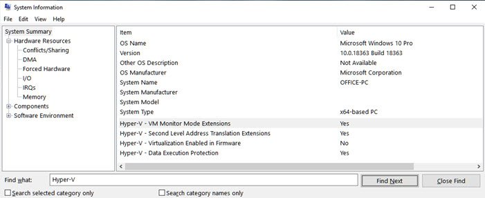 Windows 10 hyper-v settings