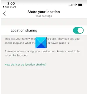location sharing enabled