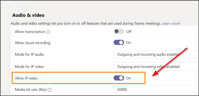 Video sharing is disabled by the administrator in Teams