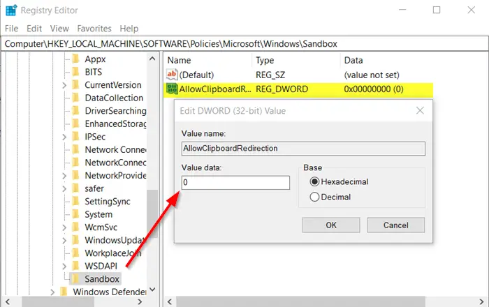 Enable or disable Printer Sharing group policy in Windows Sandbox
