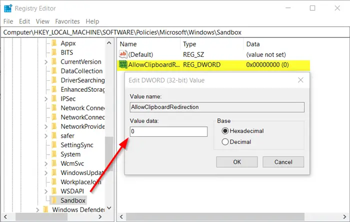 Enable or disable Printer Sharing group policy in Windows Sandbox