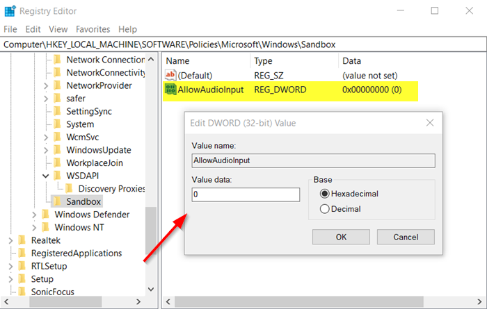 Enable or disable Audio Input in Windows Sandbox in Windows 10 - 29