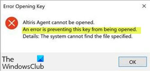 An error is preventing this key from being opened in Windows 10 - 42