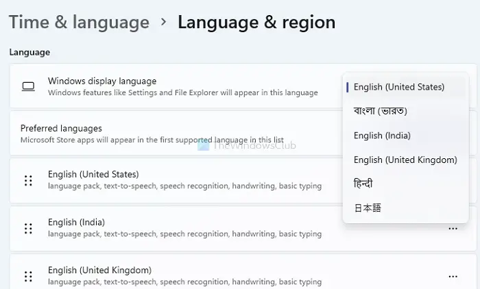 Change Windows Display Language