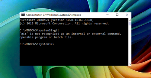 Command is not recognized as an internal or external command