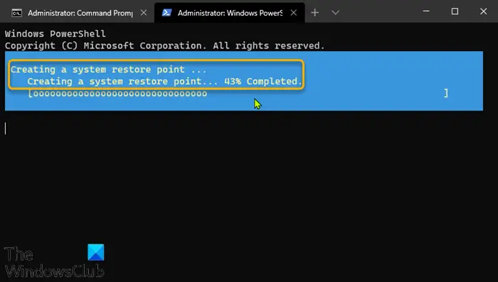 Create a Restore Point using Command Prompt & PowerShell-2