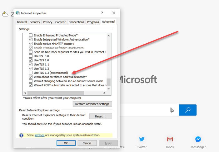 How to enable or disable TLS 1.3 in Windows 10