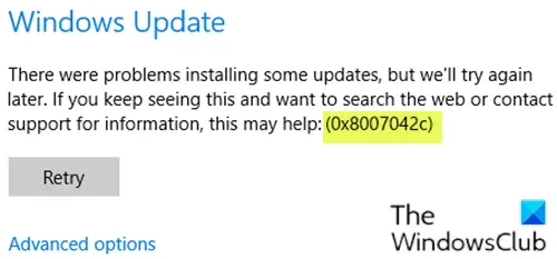 Firewall or Windows Update error 0x8007042c